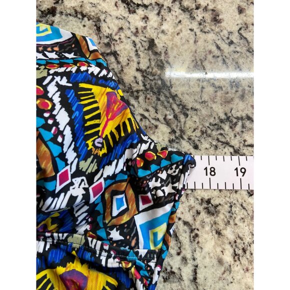 Womens Halter Tankini Swimsuit Top 14 Aztec Print Adjustable Straps Beach - Picture 5 of 7